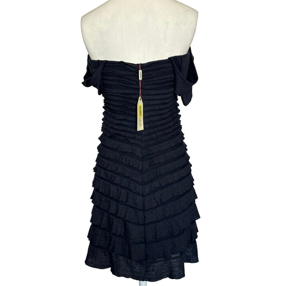 NWT M.S.S.P. Navy Ruffle Bodycon Mini Dress Size S Stretch - Picture 11 of 12